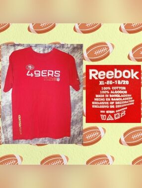 Reebok brand Red/Multicolor NFL San Francisco 49ers Graphic Knit T-Shirt Sz XL